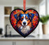 Australian Shepherd Stained Glass Effect Heart Suncatcher